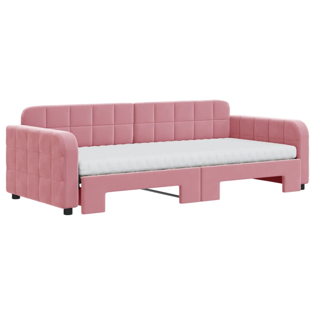 vidaXL Sofá cama nido con colchón terciopelo rosa 90x200 cm