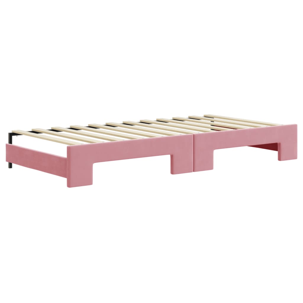 vidaXL Sofá cama nido con colchón terciopelo rosa 90x200 cm