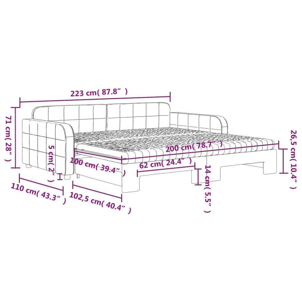 vidaXL Sofá cama nido con colchón terciopelo azul 100x200 cm