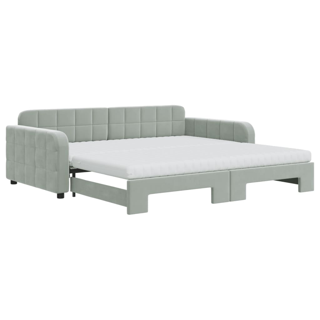 vidaXL Sofá cama nido con colchón terciopelo gris claro 100x200 cm