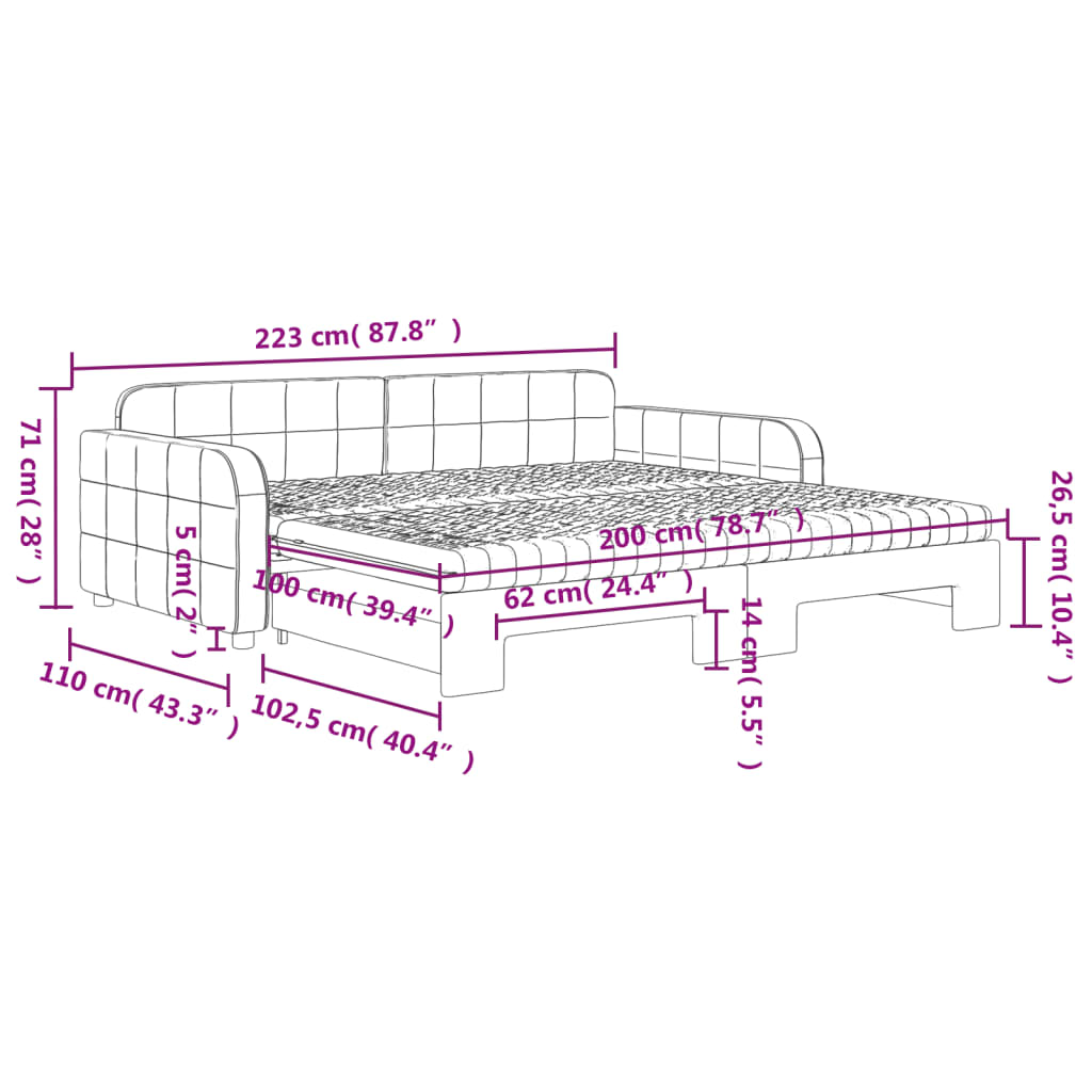 vidaXL Sofá cama nido con colchón terciopelo gris claro 100x200 cm