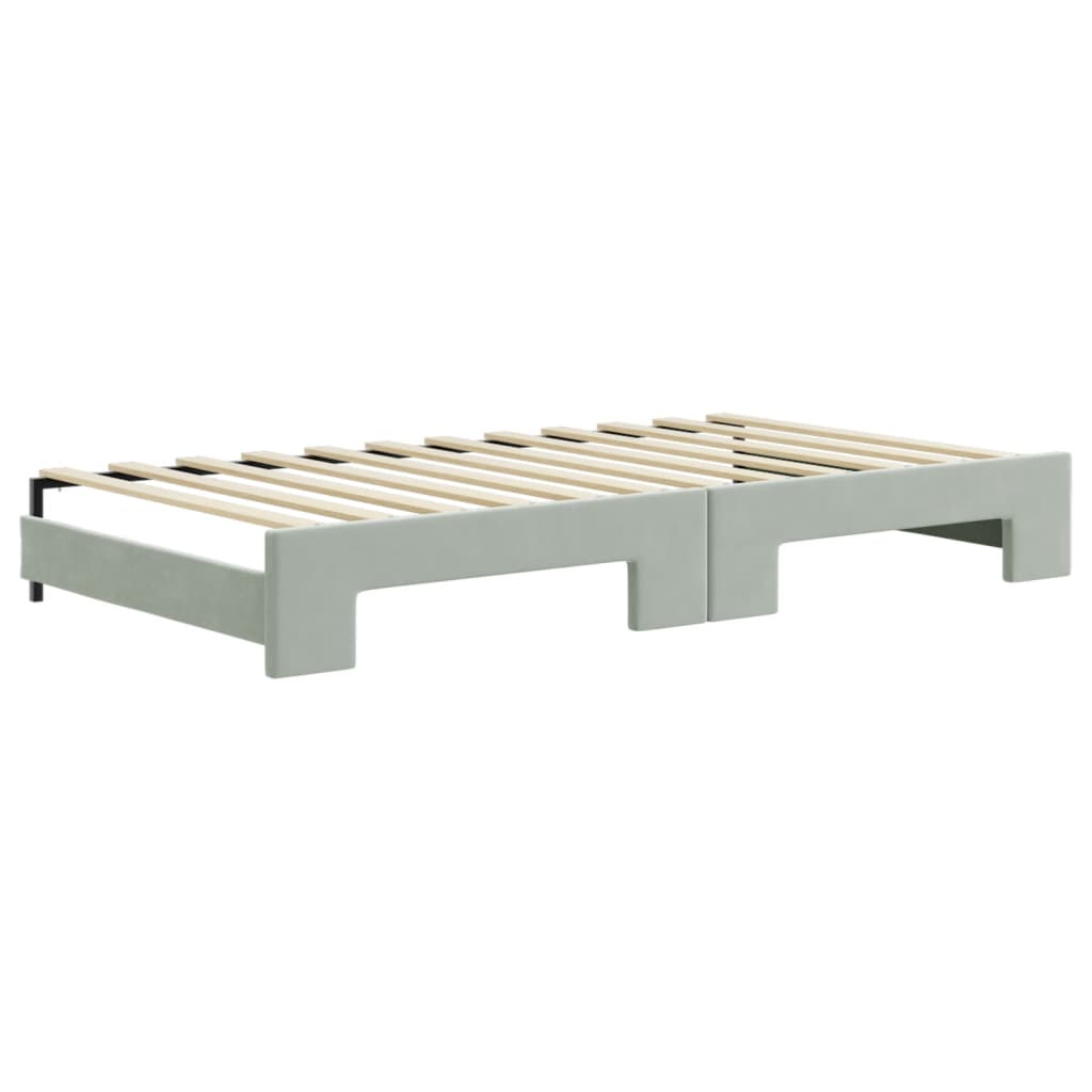 vidaXL Sofá cama nido con colchón terciopelo gris claro 100x200 cm