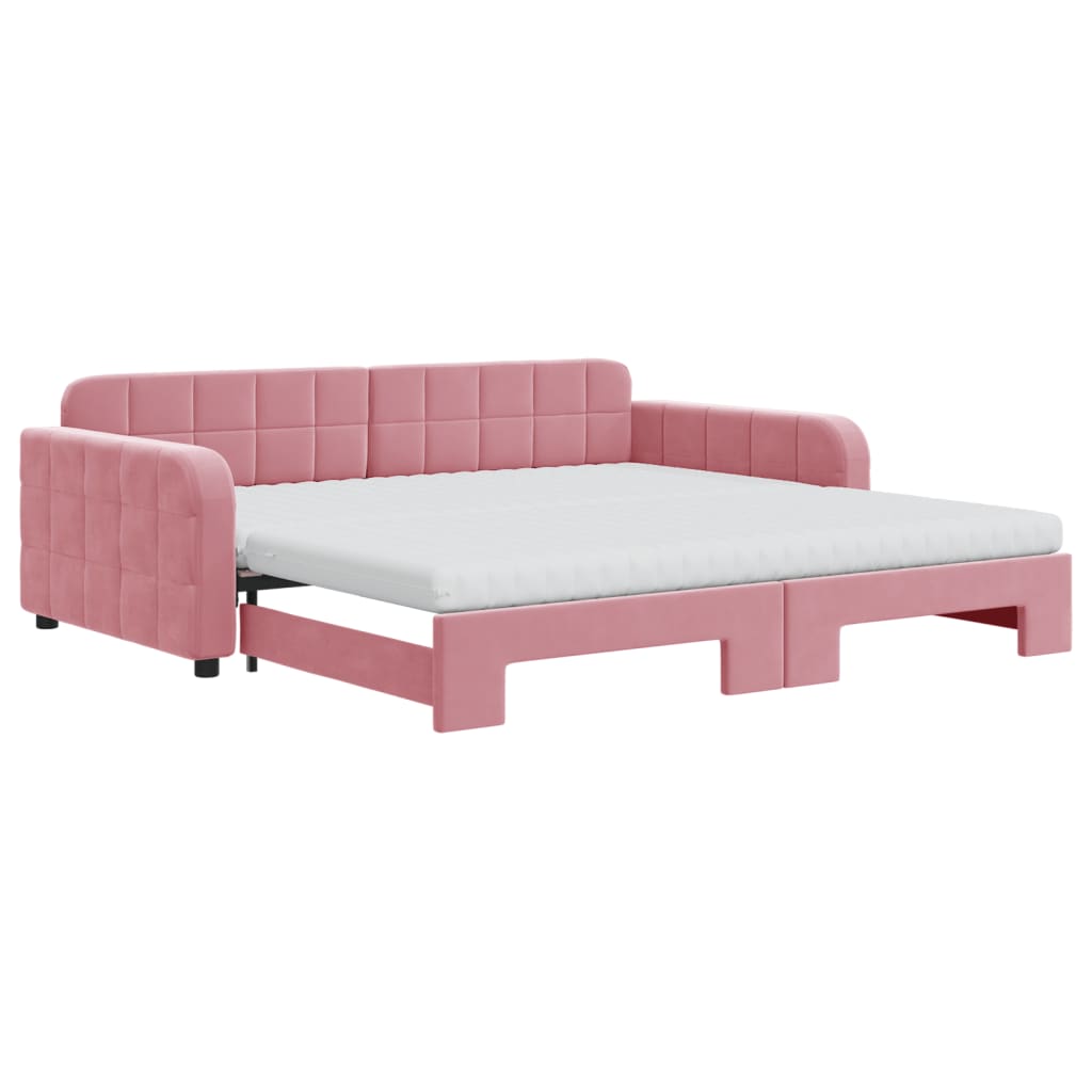 vidaXL Sofá cama nido con colchón terciopelo rosa 100x200 cm