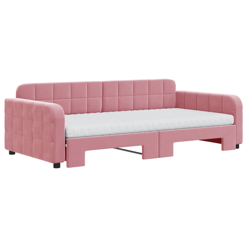 vidaXL Sofá cama nido con colchón terciopelo rosa 100x200 cm