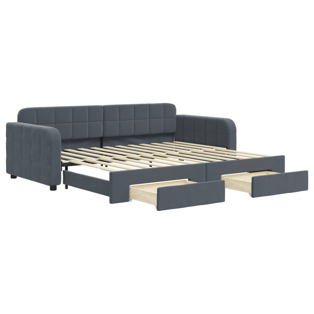 vidaXL Sofá cama nido con cajones terciopelo gris oscuro 90x200 cm