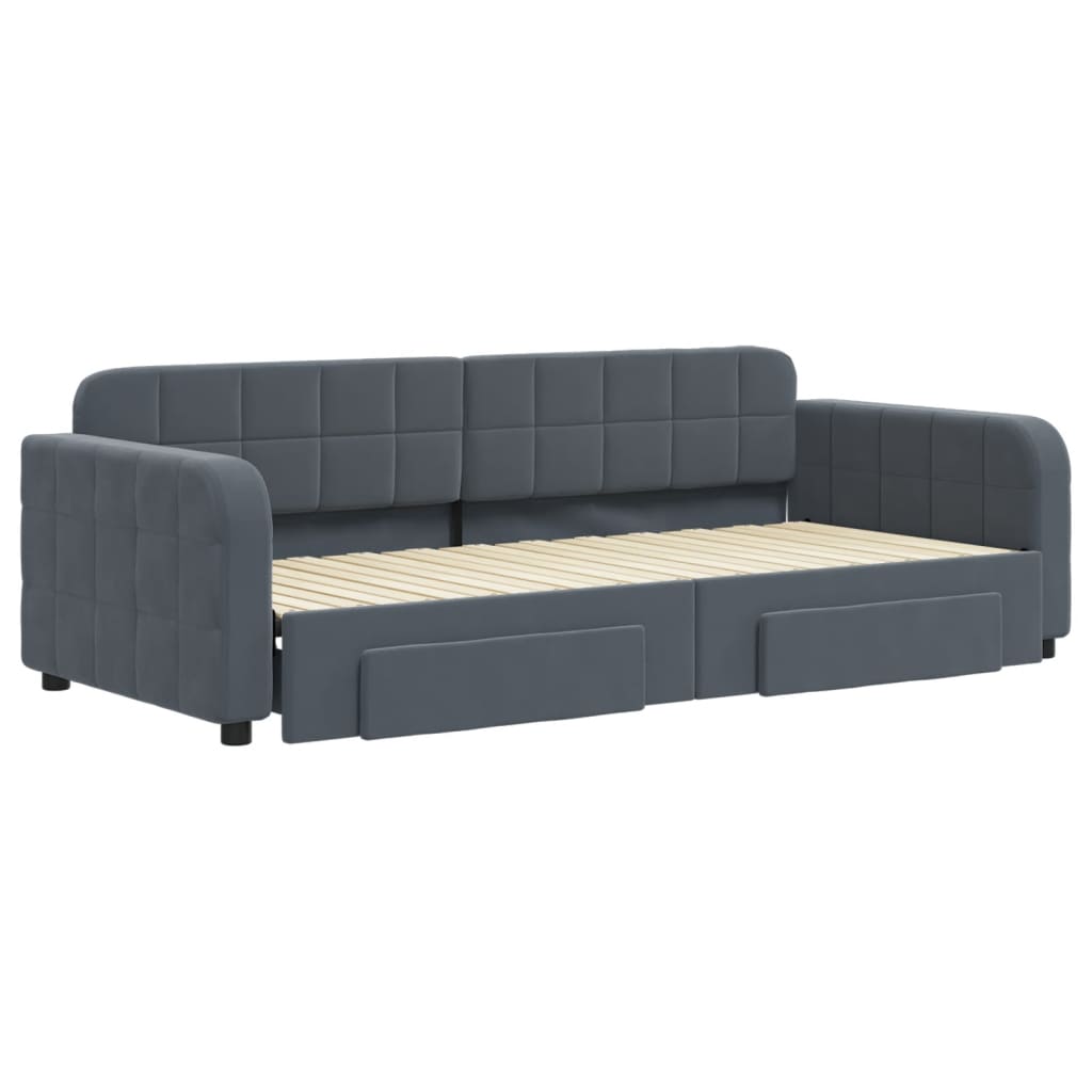 vidaXL Sofá cama nido con cajones terciopelo gris oscuro 90x200 cm