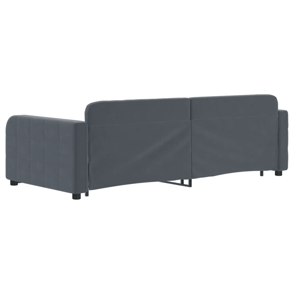 vidaXL Sofá cama nido con cajones terciopelo gris oscuro 90x200 cm