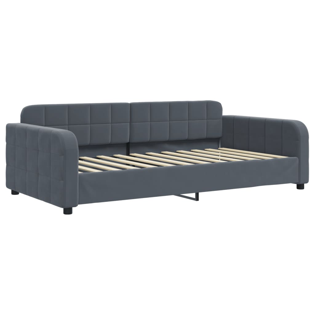 vidaXL Sofá cama nido con cajones terciopelo gris oscuro 90x200 cm