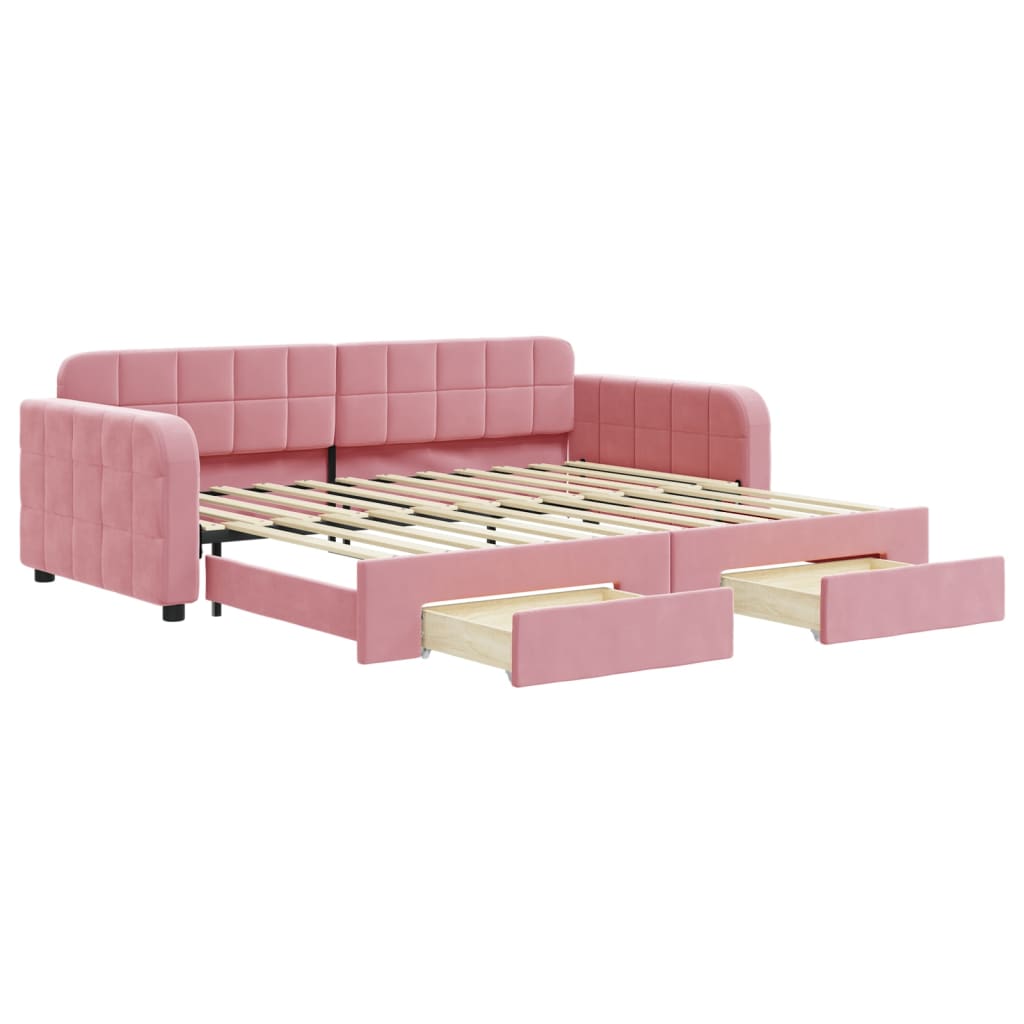 vidaXL Sofá cama nido con cajones terciopelo rosa 90x200 cm