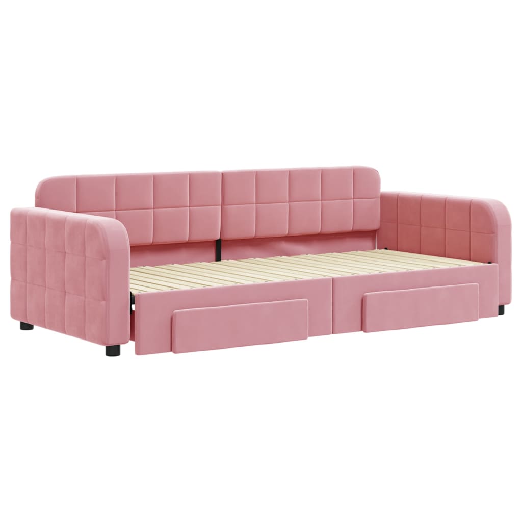 vidaXL Sofá cama nido con cajones terciopelo rosa 90x200 cm