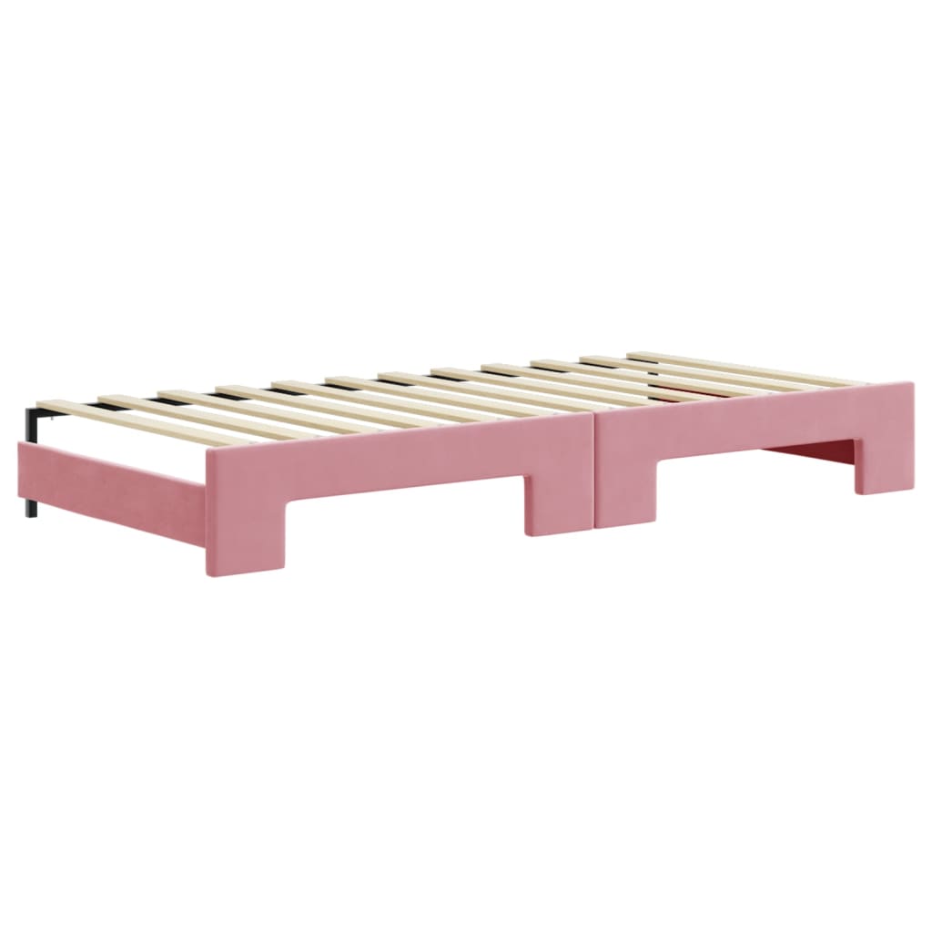 vidaXL Sofá cama nido con cajones terciopelo rosa 90x200 cm