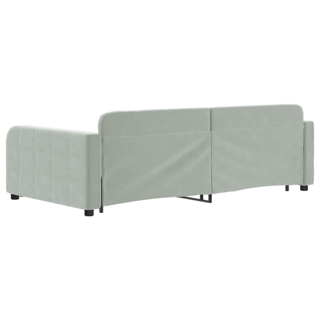 vidaXL Sofá cama nido con cajones terciopelo gris claro 100x200 cm