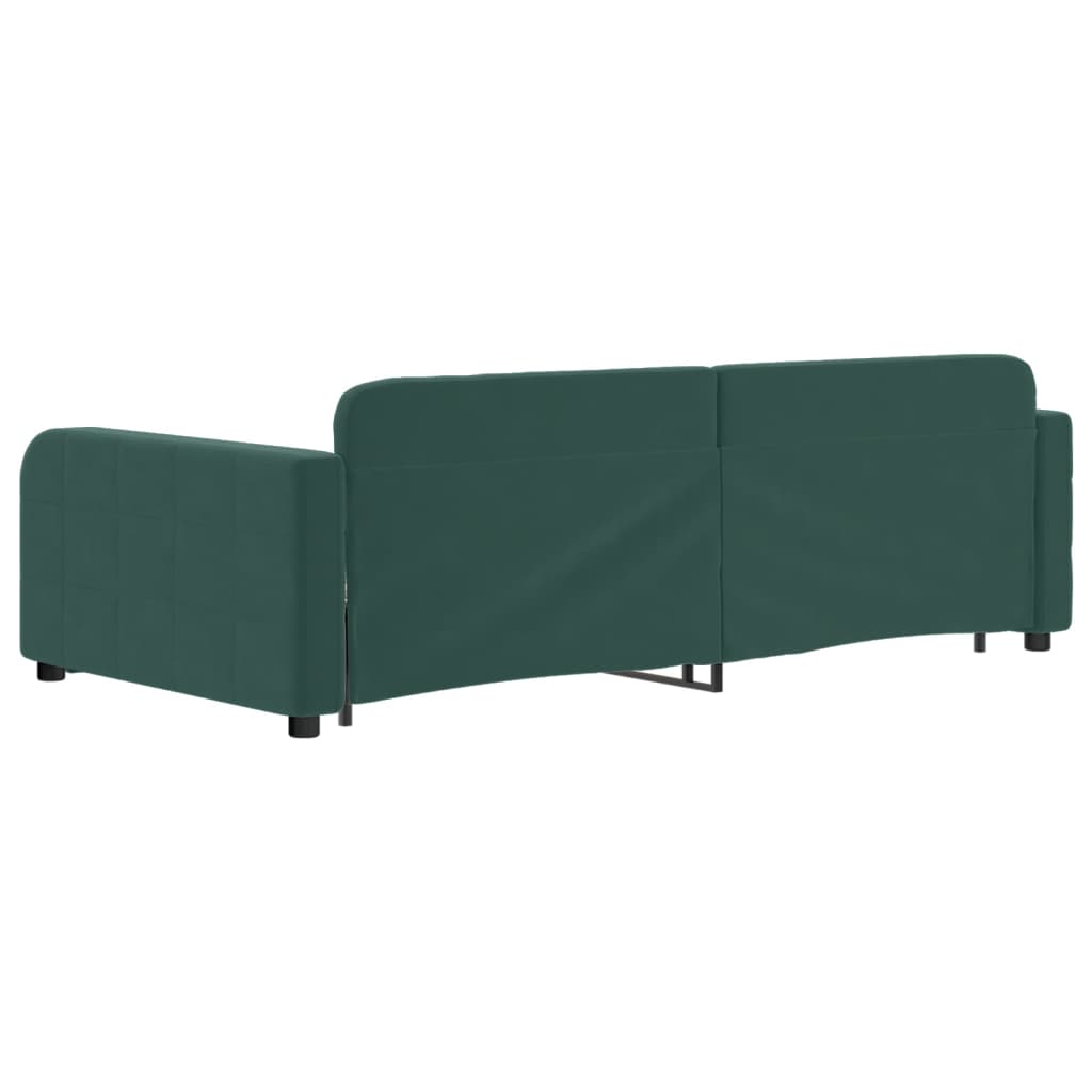 vidaXL Sofá cama nido con cajones terciopelo verde oscuro 100x200 cm