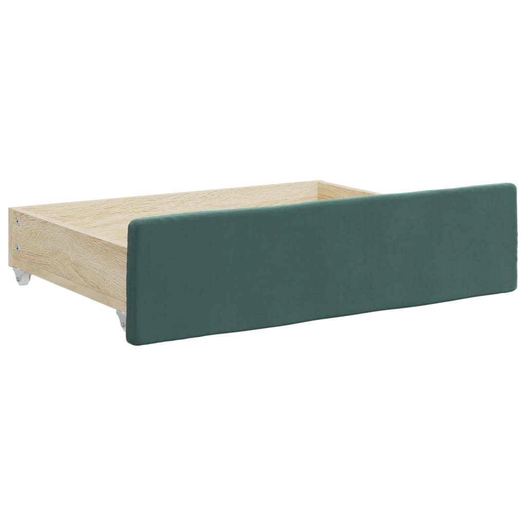 vidaXL Sofá cama nido con cajones terciopelo verde oscuro 100x200 cm