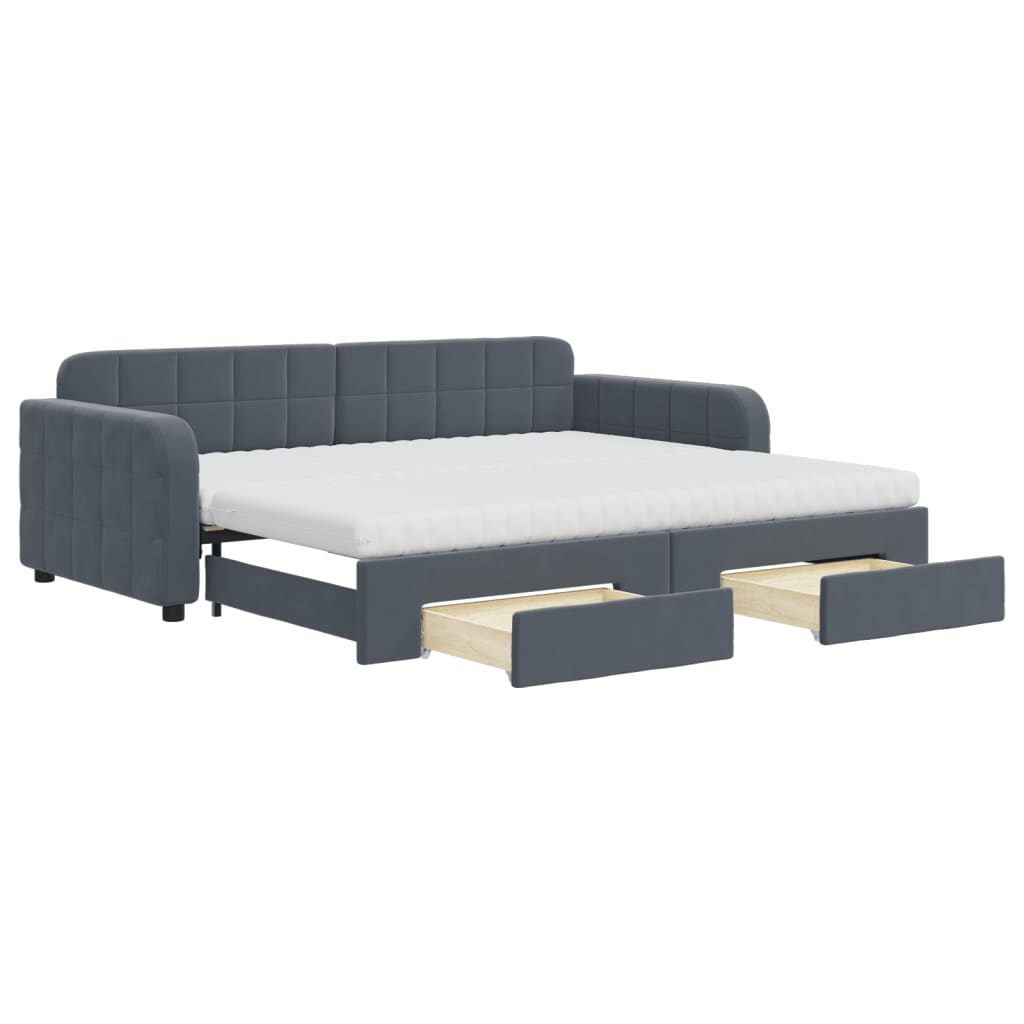 vidaXL Sofá cama nido con cajones terciopelo gris oscuro 90x200 cm