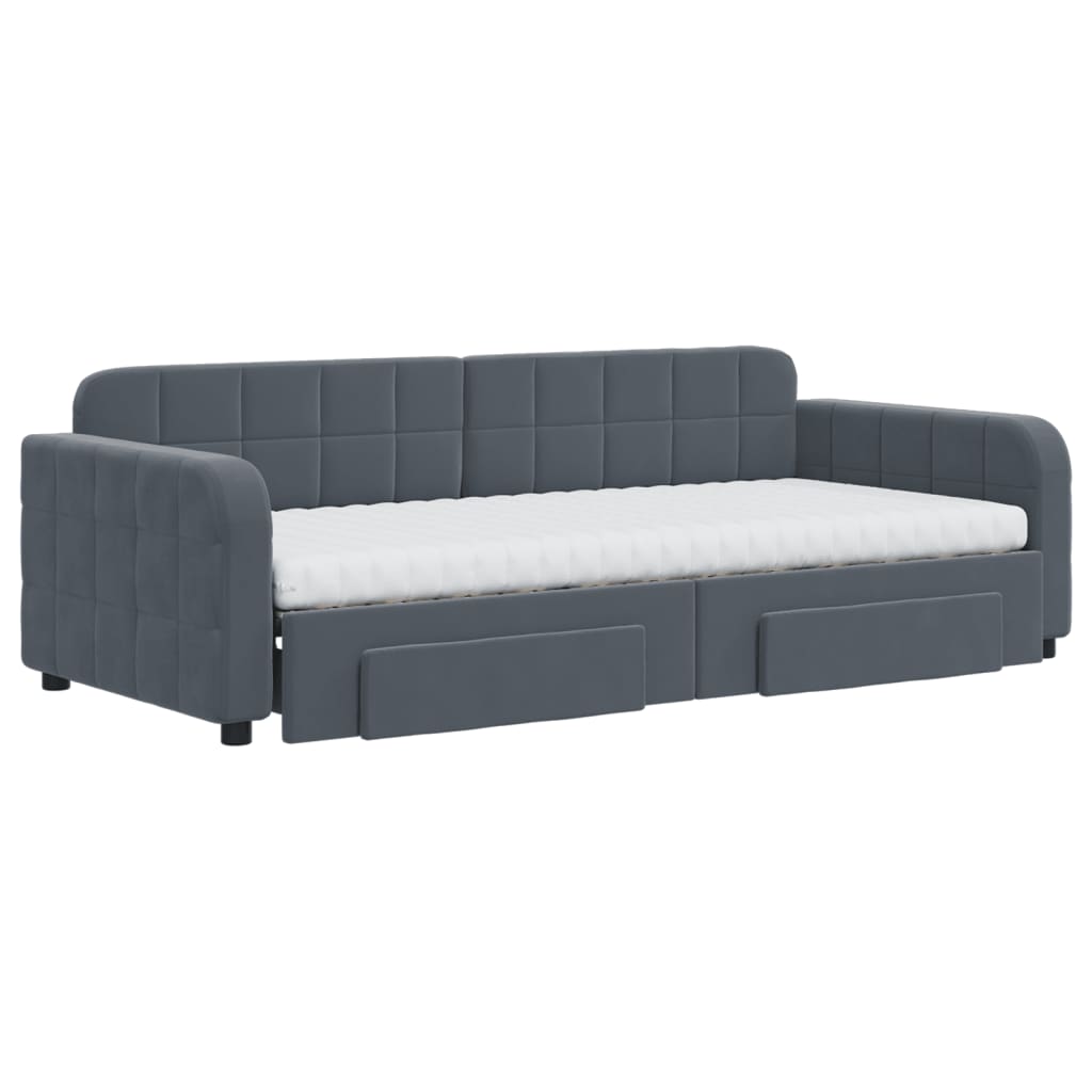 vidaXL Sofá cama nido con cajones terciopelo gris oscuro 90x200 cm