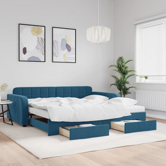 vidaXL Sofá cama nido con cajones terciopelo azul 100x200 cm