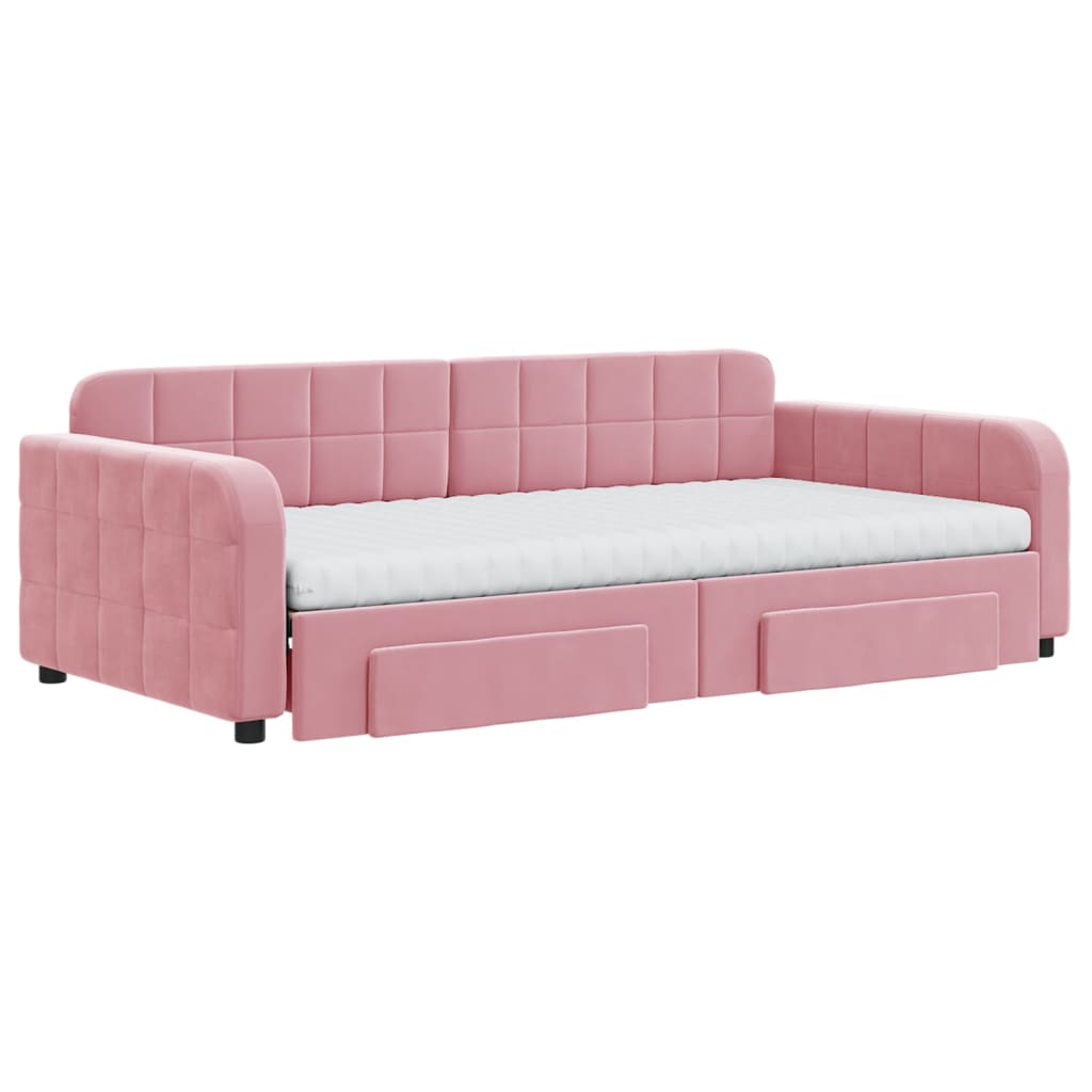 vidaXL Sofá cama nido con cajones terciopelo rosa 100x200 cm