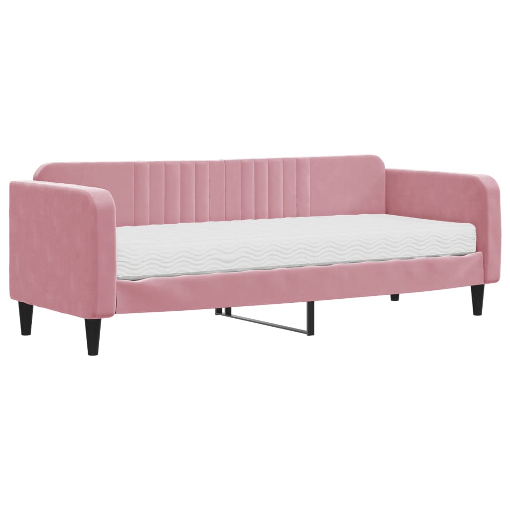 vidaXL Sofá cama con colchón terciopelo rosa 80x200 cm