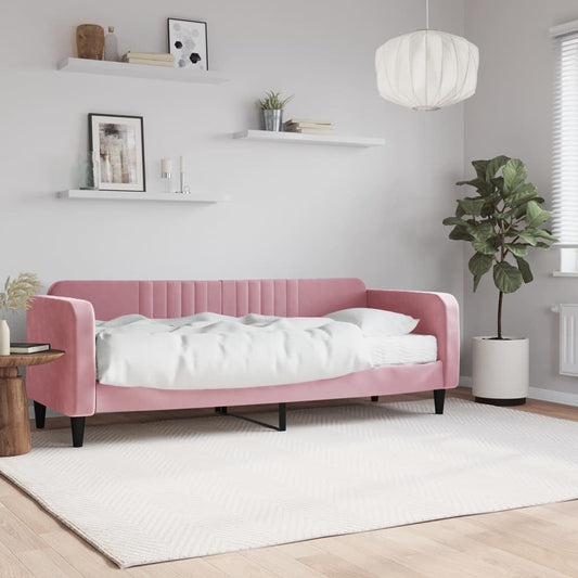 vidaXL Sofá cama con colchón terciopelo rosa 80x200 cm