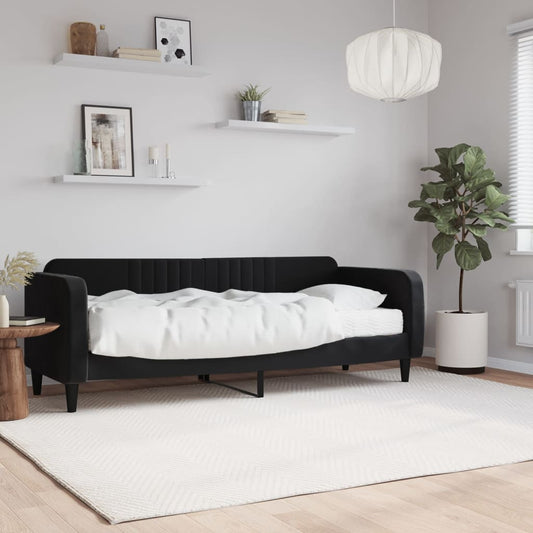 vidaXL Sofá cama con colchón terciopelo negro 80x200 cm