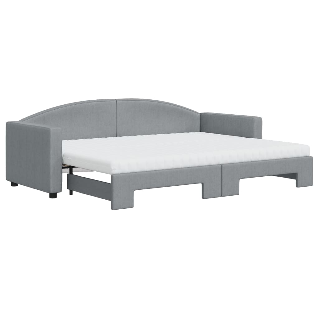 vidaXL Sofá cama nido con colchón tela gris claro 80x200 cm