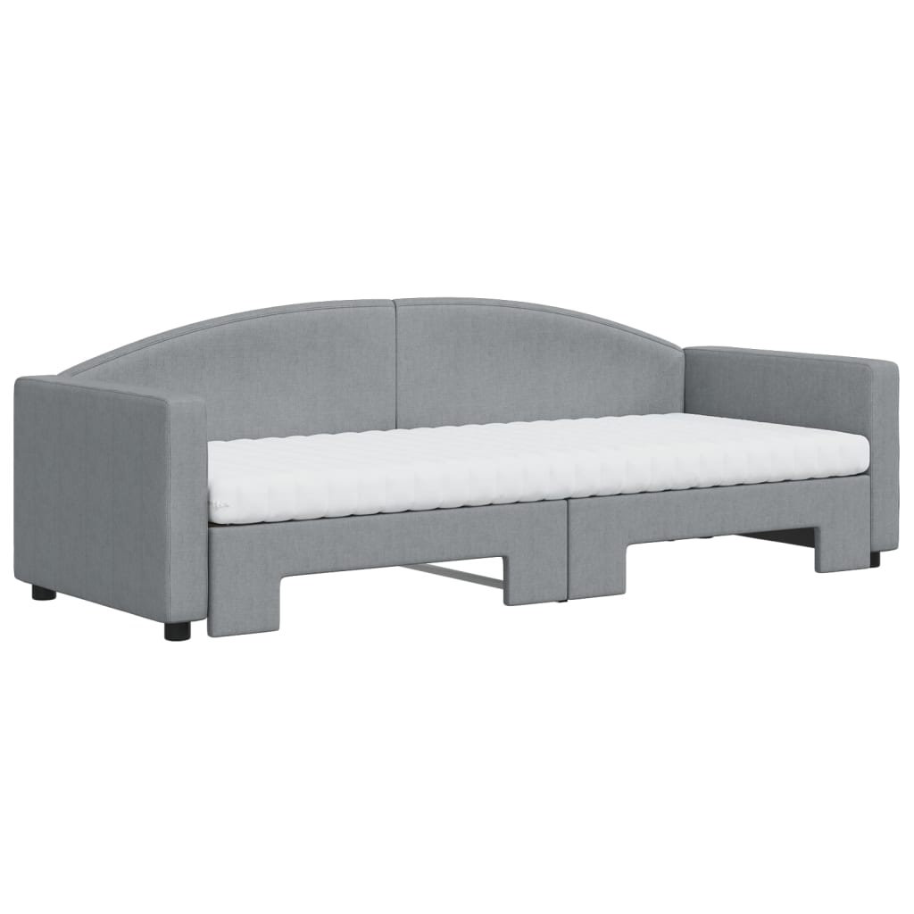 vidaXL Sofá cama nido con colchón tela gris claro 80x200 cm