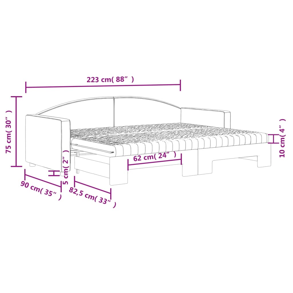 vidaXL Sofá cama nido con colchón tela gris claro 80x200 cm