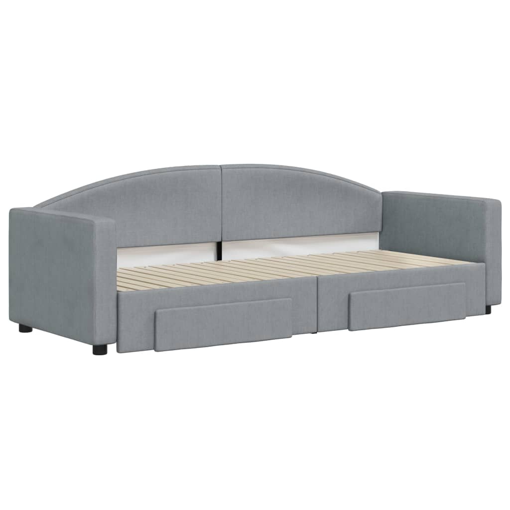 vidaXL Sofá cama nido con cajones tela gris claro 80x200 cm