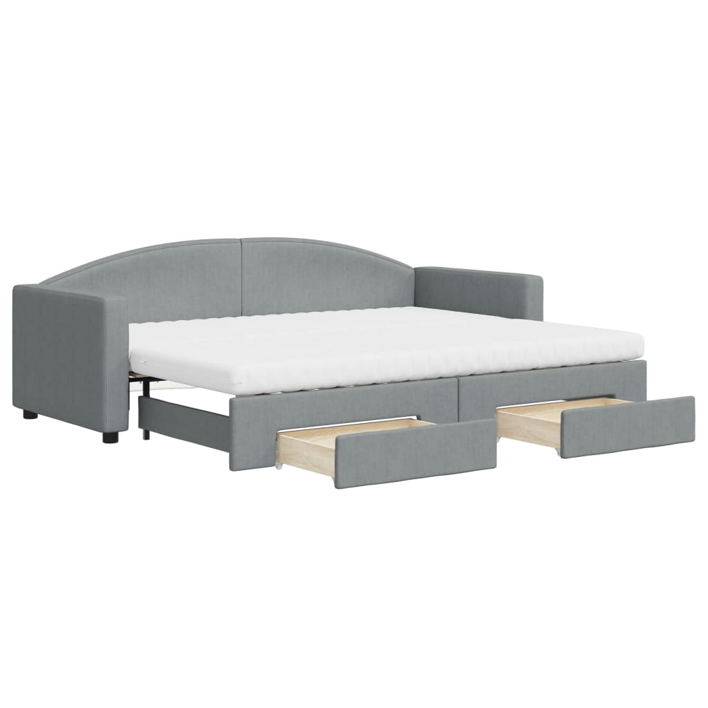 vidaXL Sofá cama nido con cajones tela gris claro 80x200 cm