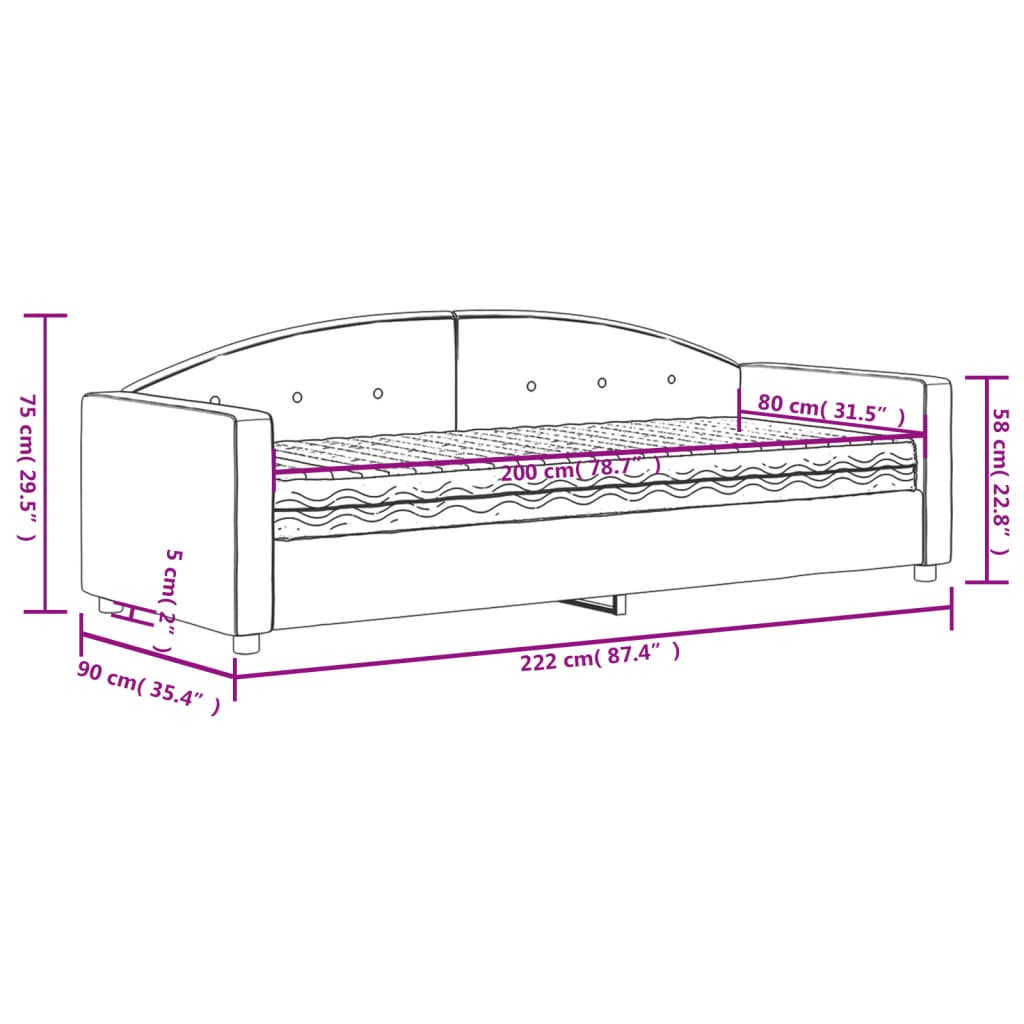 vidaXL Sofá cama con colchón terciopelo azul 80x200 cm