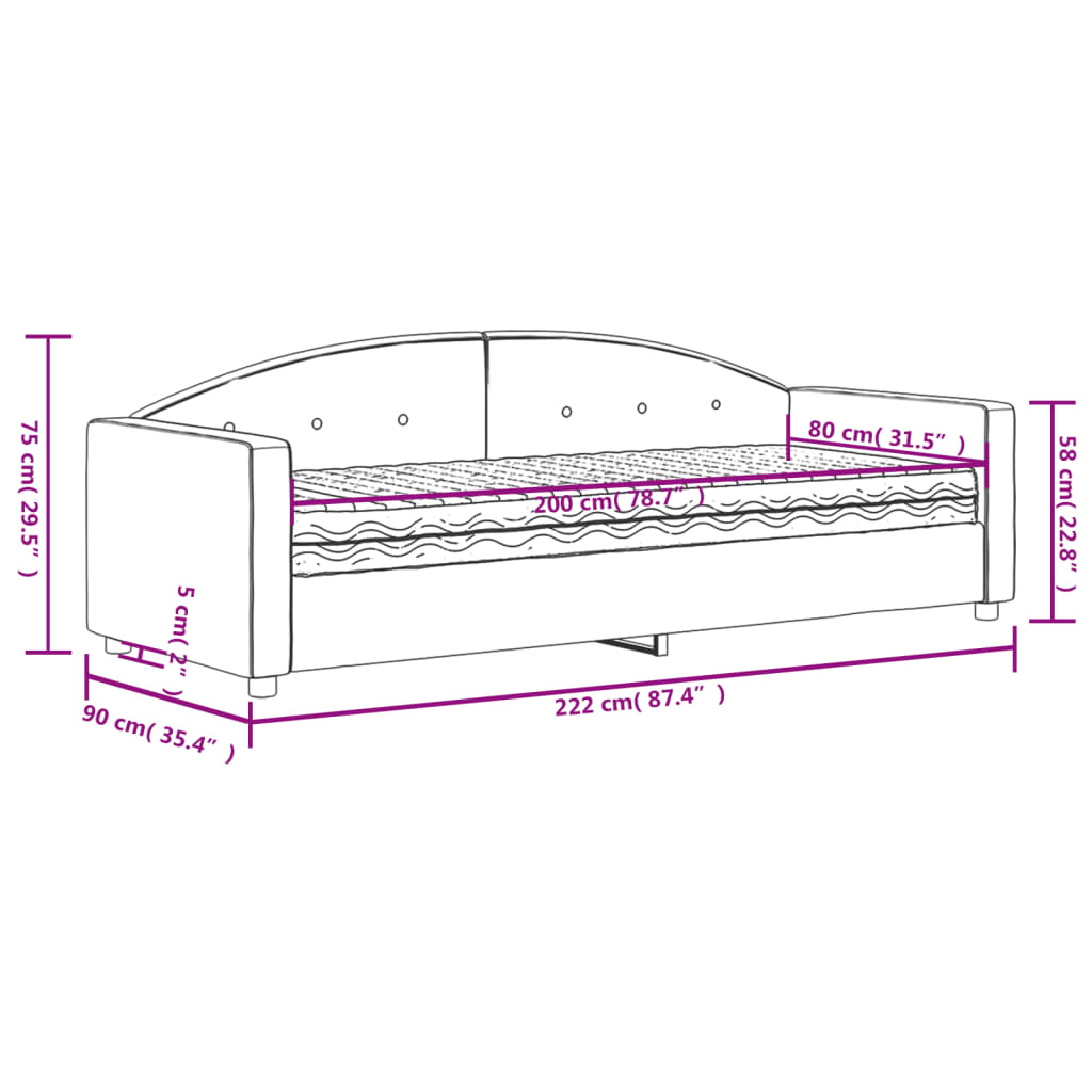 vidaXL Sofá cama con colchón terciopelo gris oscuro 80x200 cm