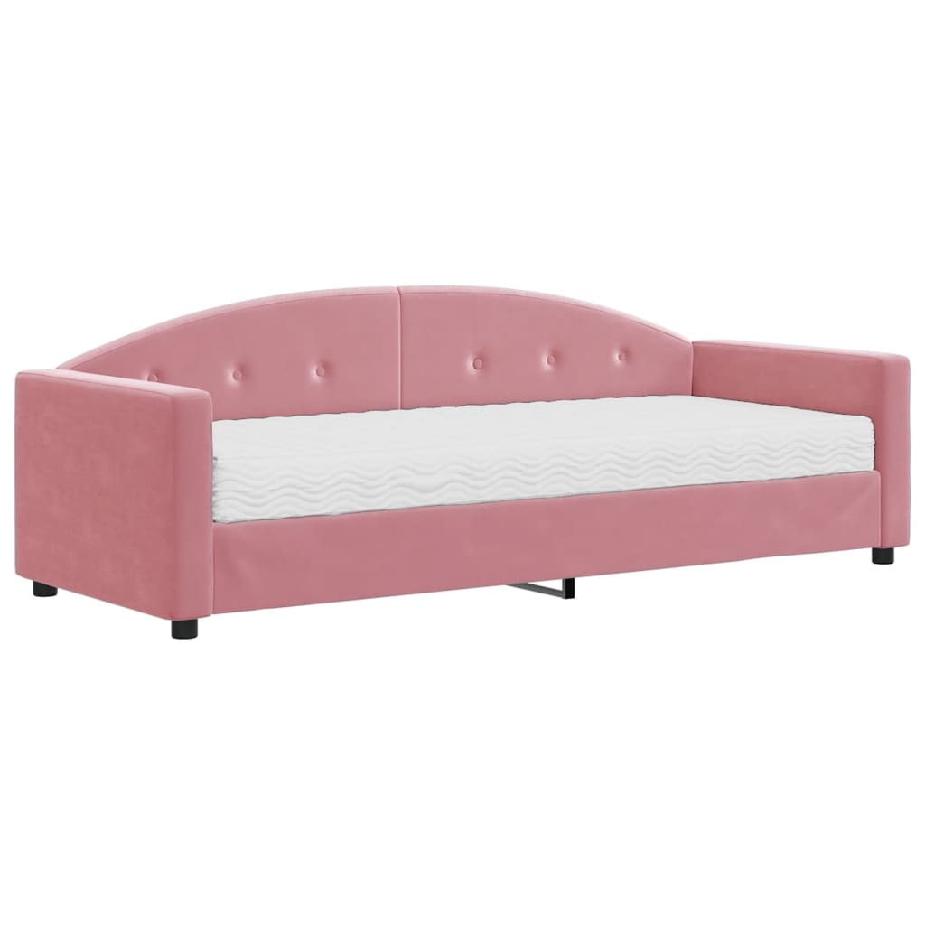 vidaXL Sofá cama con colchón terciopelo rosa 80x200 cm