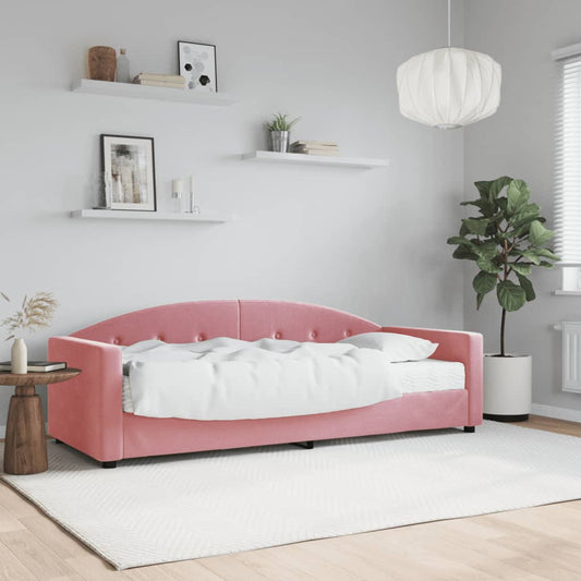 vidaXL Sofá cama con colchón terciopelo rosa 80x200 cm