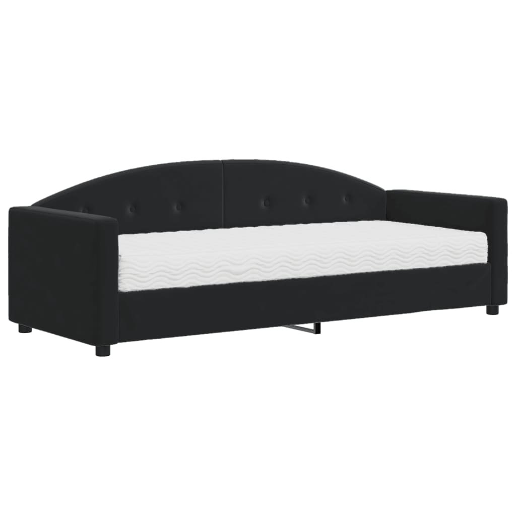 vidaXL Sofá cama con colchón terciopelo negro 80x200 cm