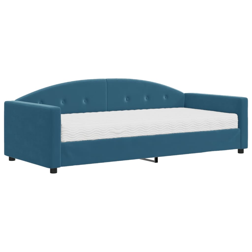 vidaXL Sofá cama con colchón terciopelo azul 90x200 cm