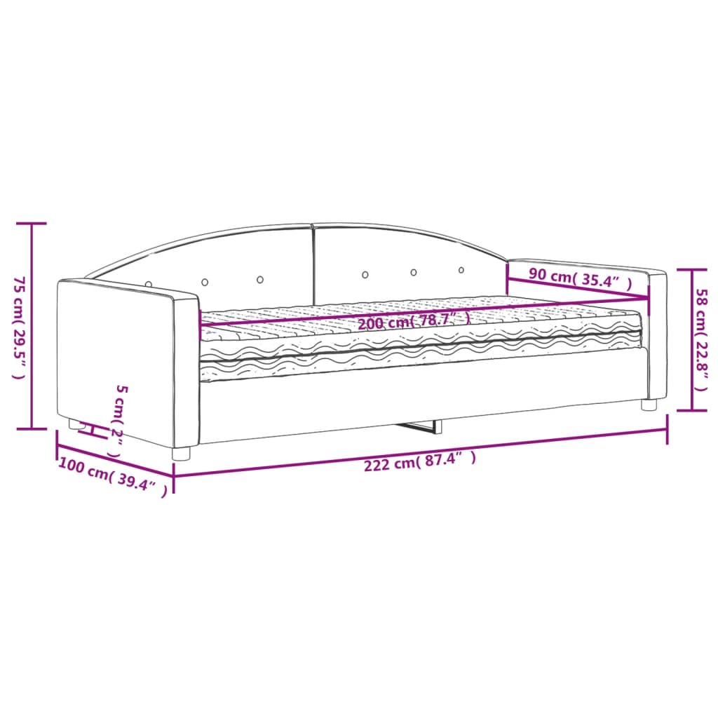 vidaXL Sofá cama con colchón terciopelo azul 90x200 cm