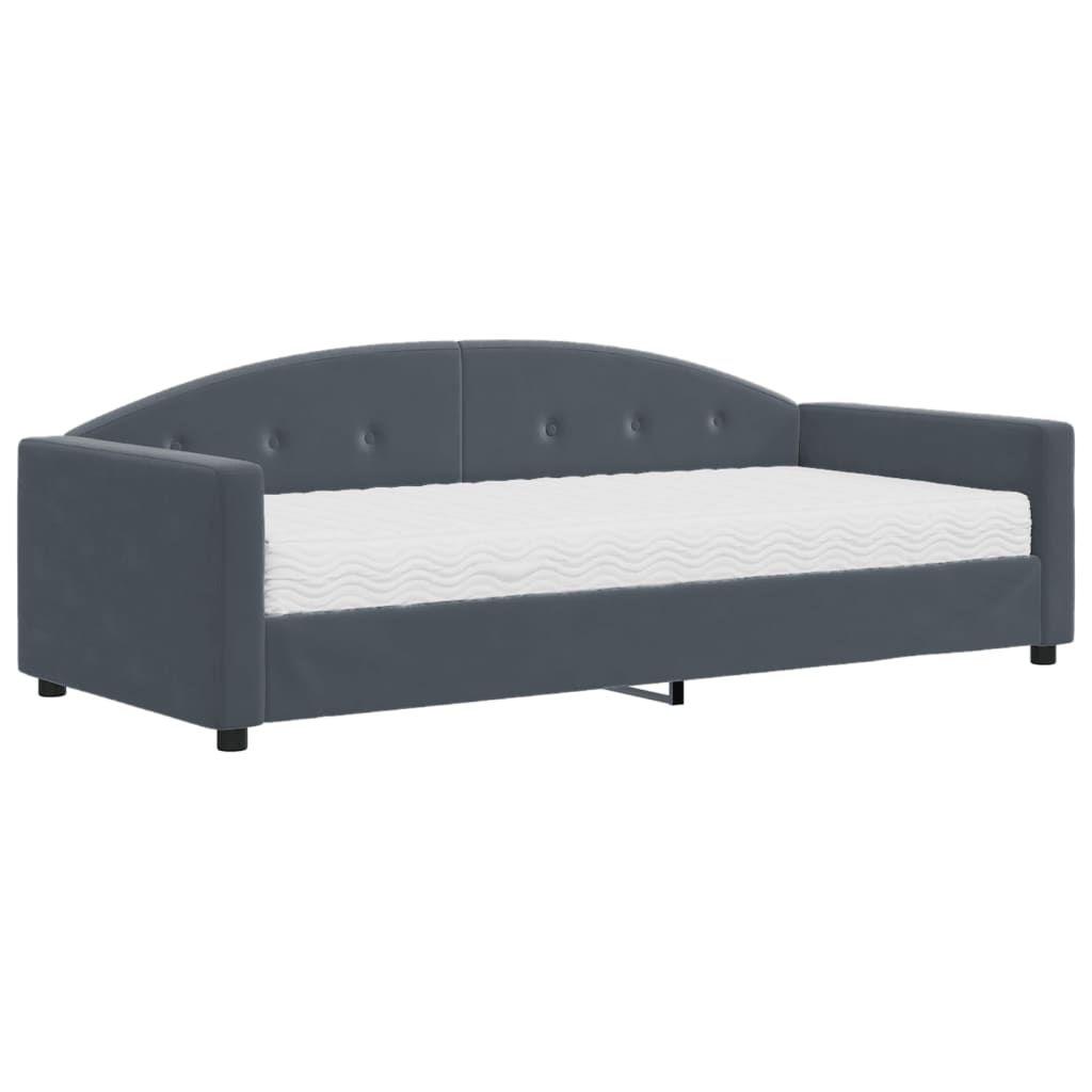 vidaXL Sofá cama con colchón terciopelo gris oscuro 90x200 cm