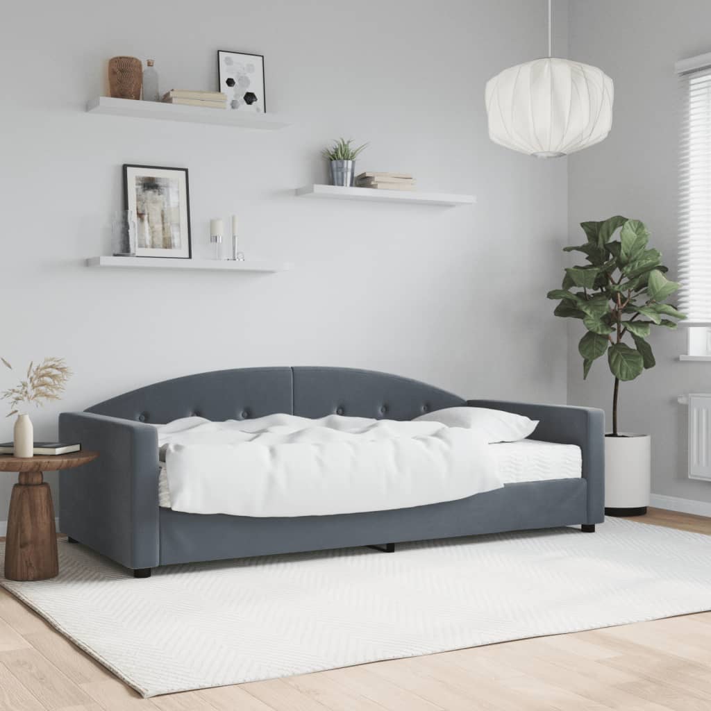 vidaXL Sofá cama con colchón terciopelo gris oscuro 90x200 cm