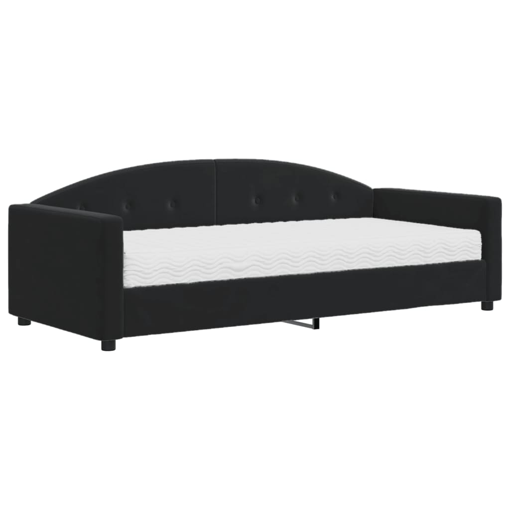 vidaXL Sofá cama con colchón terciopelo negro 90x200 cm