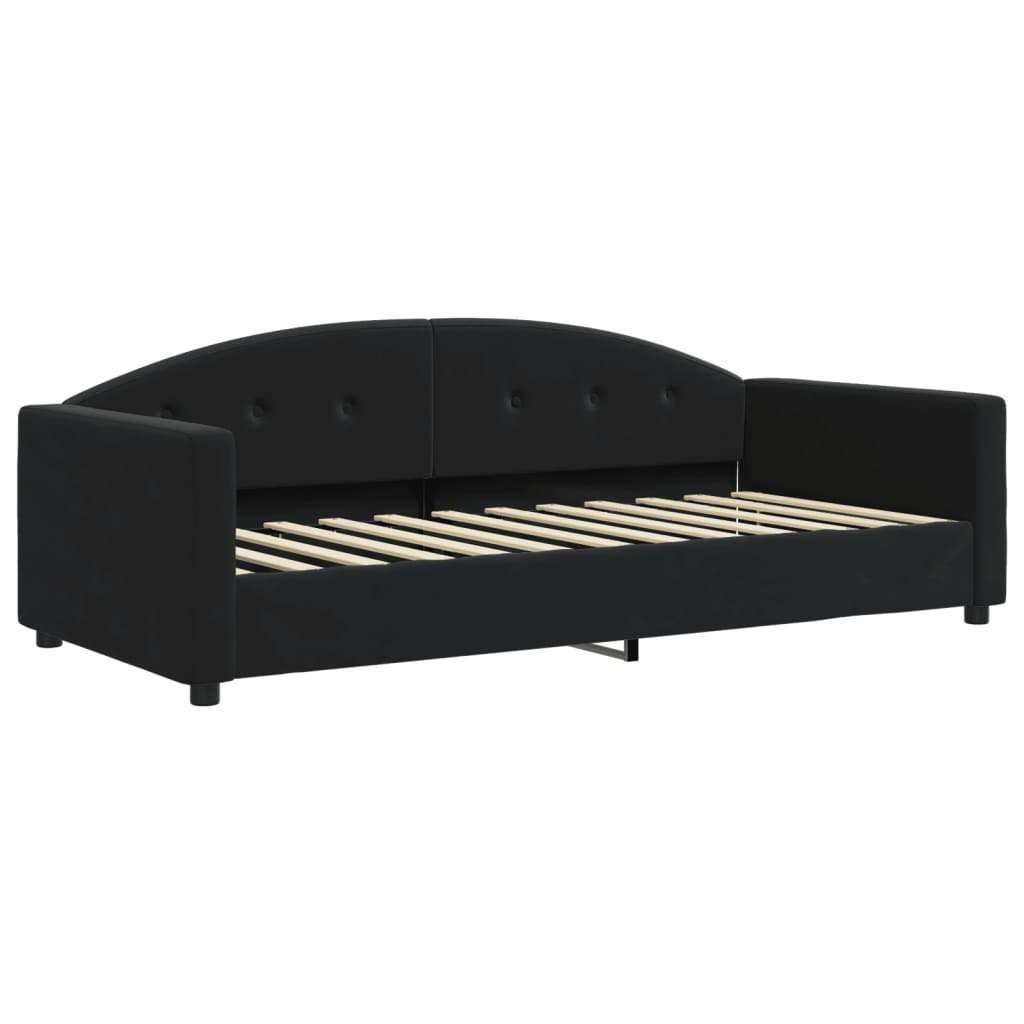 vidaXL Sofá cama con colchón terciopelo negro 90x200 cm