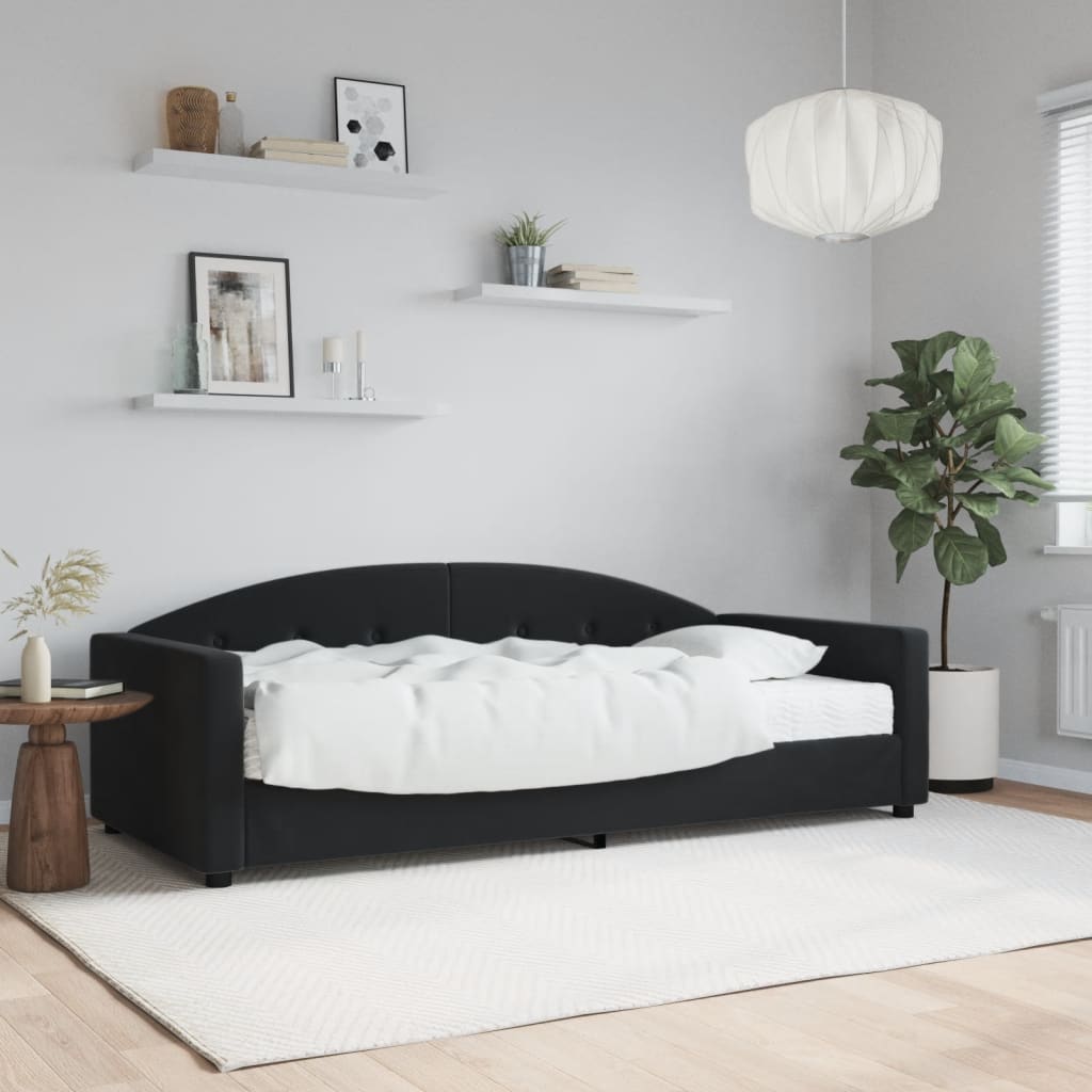 vidaXL Sofá cama con colchón terciopelo negro 90x200 cm