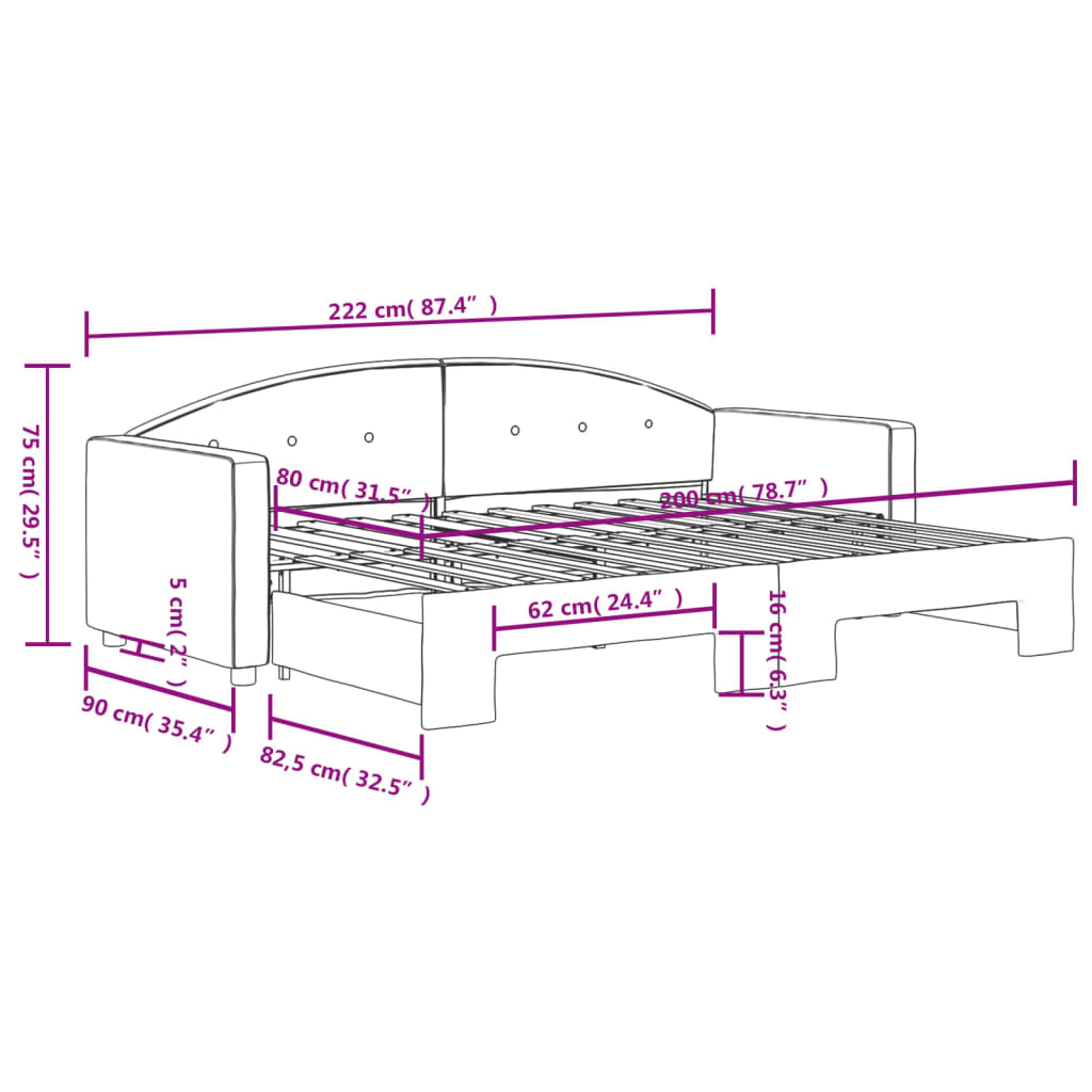 vidaXL Sofá cama nido terciopelo verde oscuro 80x200 cm