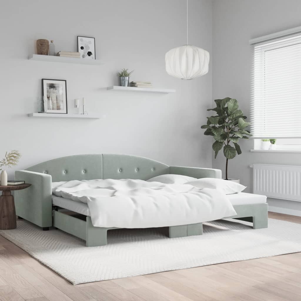 vidaXL Sofá cama nido terciopelo gris claro 100x200 cm