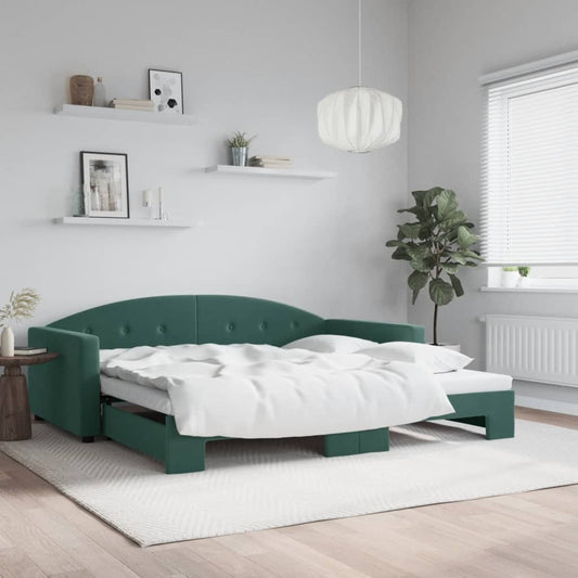 vidaXL Sofá cama nido terciopelo verde oscuro 100x200 cm