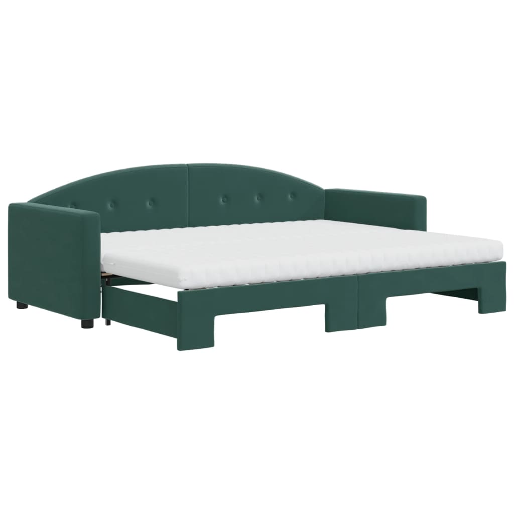 vidaXL Sofá cama nido con colchón terciopelo verde oscuro 80x200 cm