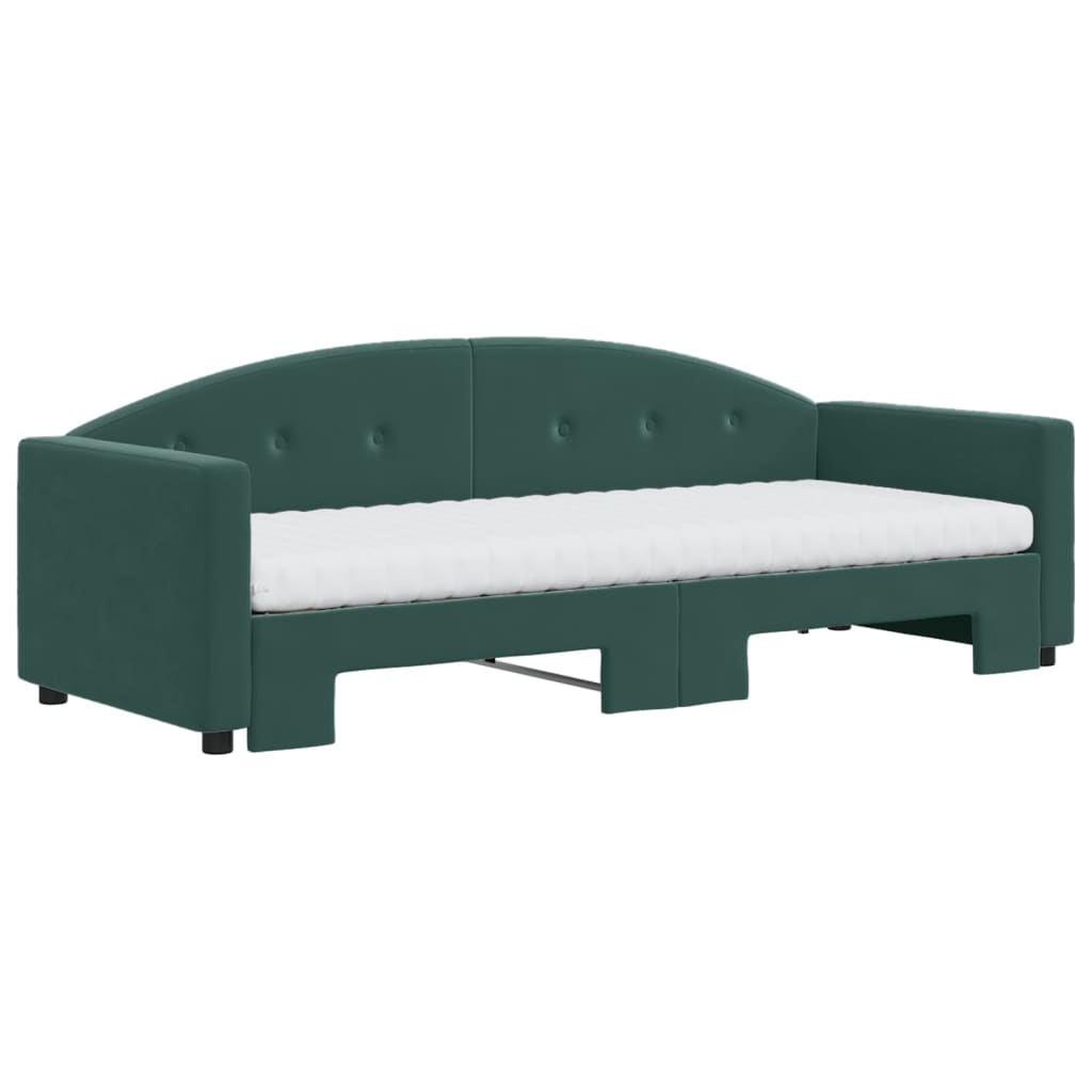 vidaXL Sofá cama nido con colchón terciopelo verde oscuro 80x200 cm