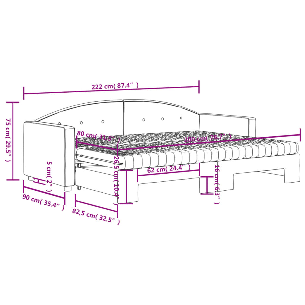 vidaXL Sofá cama nido con colchón terciopelo verde oscuro 80x200 cm