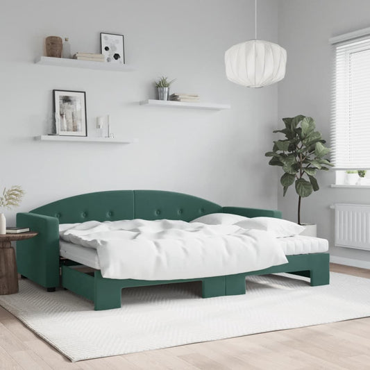 vidaXL Sofá cama nido con colchón terciopelo verde oscuro 80x200 cm