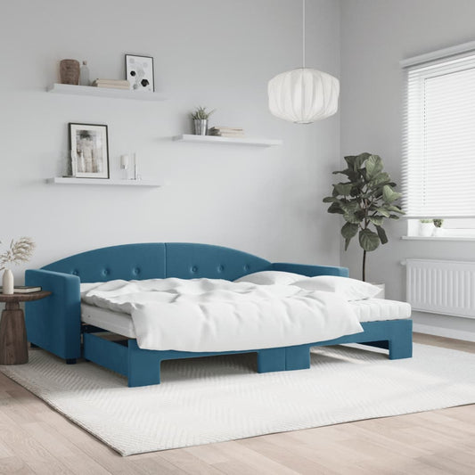 vidaXL Sofá cama nido con colchón terciopelo azul 90x200 cm